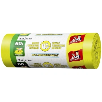 Dzelteni plastmasas atkritumu maisi 60 l, 16 gab.,
