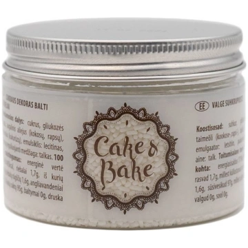Balti cukura graudiņi dekori CAKE&BAKE 110g