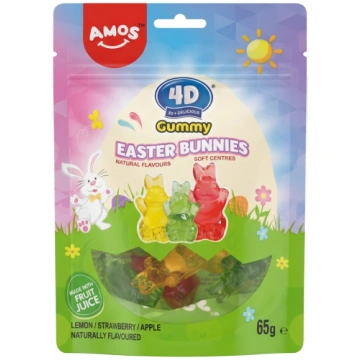Želejas konfektes AMOS 4D EASTER BUNNIES, 65g