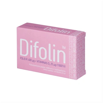 DIFOLIN, folijskābe + D vitamīns, 60 tabletes Vale