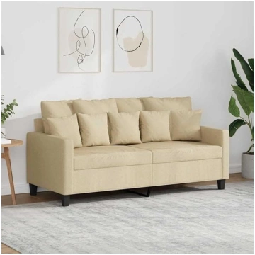 2-Sitzer Sofa Creme Modern Stoff 140 cm Breit Bequ