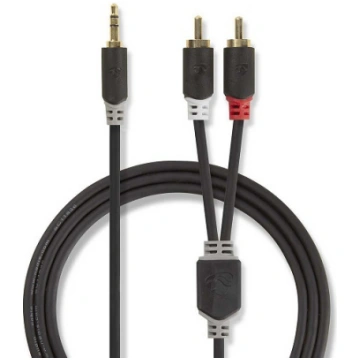 Nedis Audio vads 3.5 mm -> 2x RCA 2m Melns | CABW2