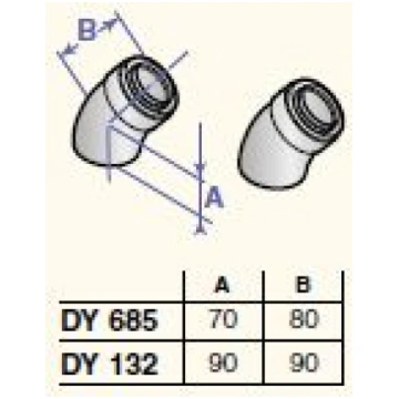 De Dietrich dūmvada līkums 45 D80/125 (2pcs), DY13