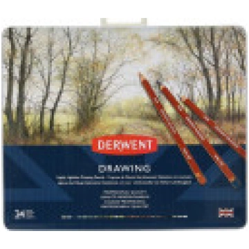 Derwent zīmēšanas zīmuļi. 24 skārda Māksla un amat
