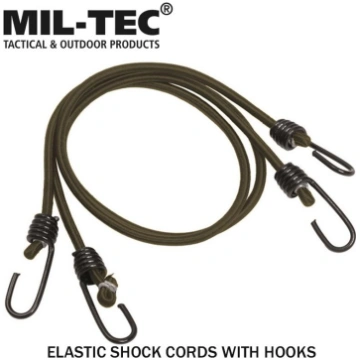 Mil-tec elastīgās virves ar āķiem, 2 gab., zaļa