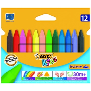 BIC Wax Crayons Plastidecor Triangle Box 12, 00078