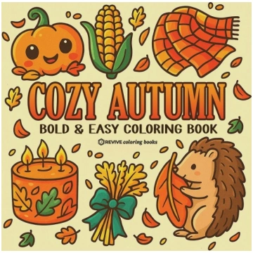 Bold & Easy Cozy Autumn Coloring Book: Cute Fall F