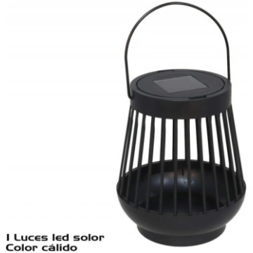 Melna Laterna ar saules bateriju, 1 LED, 12.50 x 1