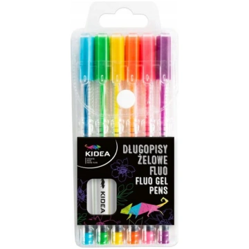 Kidea Fluo gēla pildspalvas 6 neona krāsās