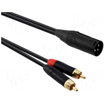 Cable | RCA plug x2,XLR male 3pin | 1m | black | P