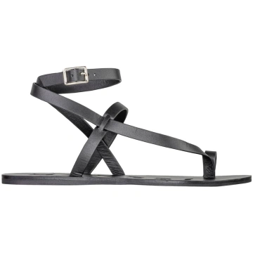 MANEBÍ SANDALI ANKLE STRAP BLACK LEATHER