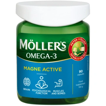 MOLLERS Omega-3 Magne Active kapsulas, 90 gab