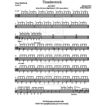 AC/DC - Thunderstruck - Drum Sheet - Drum Score, D