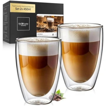ElbFuchs® Latte Macchiato glāzes ar dubultiem sien
