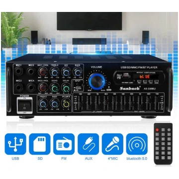 Audio skaņas pastiprinātājs 1200w/2000w. ar ekvala