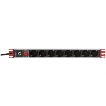 Techly 19 Rack Power Strip with 8 Outlets, Schuko 