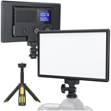 RALENO LED kameras video gaisma, iebūvētas uzlādēj