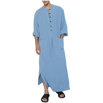 Vīriešu kokvilnas lina Kaftan kleitas musulmaņu vī
