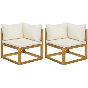 Modular Corner Sofas 2 Pieces with Cushions Cream 