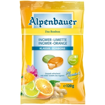Alpenbauer laima-apelsīnu-ingvera konfektes, 120 g