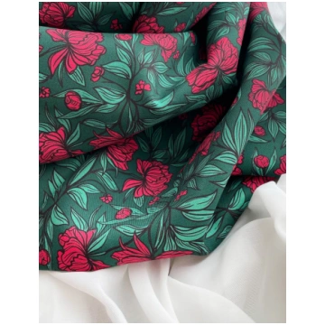 Bambusa viskozes audums - Magenta peonijas Cotton 