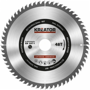 Kreator Zāģa ripa kokam 216x30x2.2mm, 48 zobi Krea