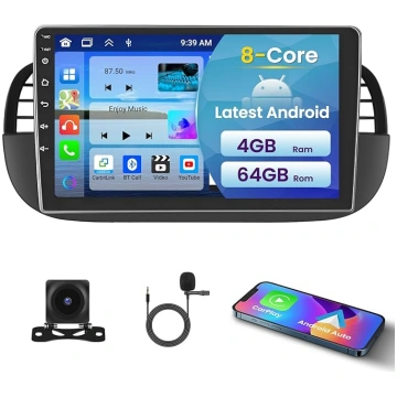 8 Core/4+64GB Auto radio 2 DIN Android Fiat 500 20