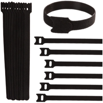 Velcro kabeļu organizatori 210x12mm 10gb melni