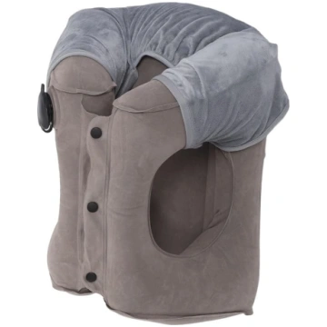 Piepūšamais ceļojuma spilvens, pelēks flokots PVC 