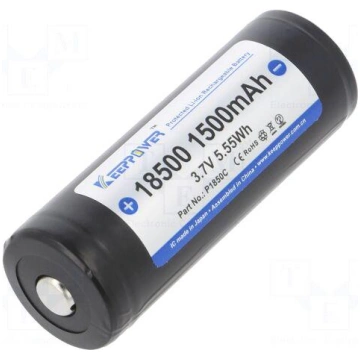 Re-battery: Li-Ion | 18500 | 3.7V | 1500mAh | Ø18.