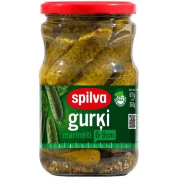 Gurķi marinēti SPILVA 6-9cm, 670g/360g