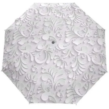 Automātiska 3D ziedu Guarda Chuva balta ķīniešu sa