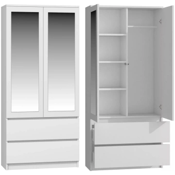 Garderobe Top e Shop SS-90 BIEL LUSTRO, 2 durvis, 