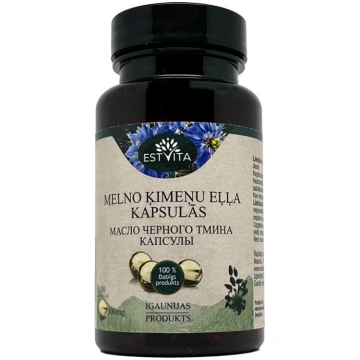 Melno ķimeņu eļļa kapsulās