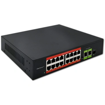 Qoltec FAST Ethernet PoE SWITCH 16xRJ45 2xRJ45 1xS