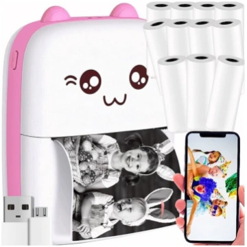 Mini printeris Cat Pink un 11 drukas papīra ruļļi