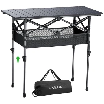 GARLLEN Folding Camping Table, 82 x 40 cm and 2 He