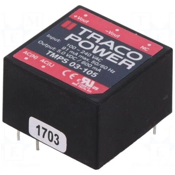 Converter: AC/DC | 3W | Uout: 5VDC | Iout: 600mA |