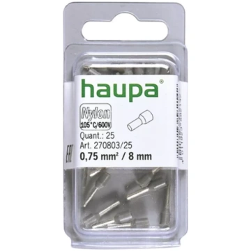 Kabeļu āderuzgalis 0.75/8 pelēks 25gb/iep. HAUPA
