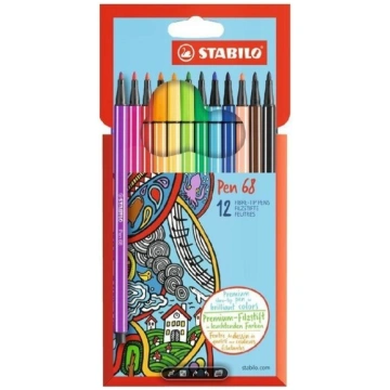 STABILO pildspalvas Pen 68, 12 krāsas
