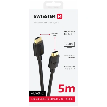 "Swissten HDMI-HDMI 4K kabelis, 5 m