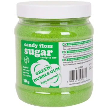 Zaļā burbuļgumijas garšas cukura vatei 1kg GSG24