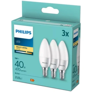 PHILIPS LED 40W B35 E14 Silti balta 2700K matēta 3