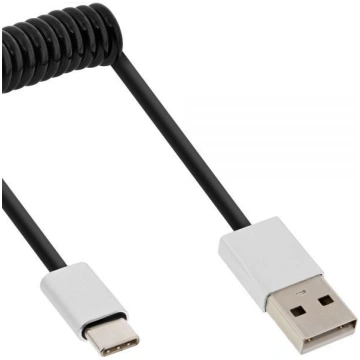 InLine® USB 2.0 Spiral Cable Type C male to A male