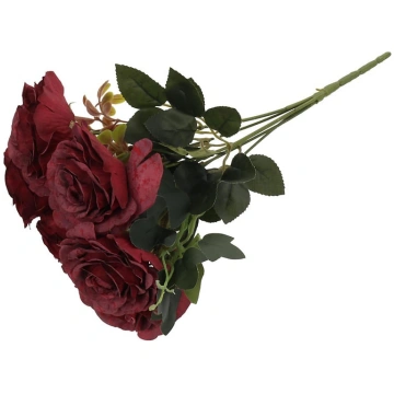 Mākslīgo ziedu pušķis, roze, sarkana krās., 35 cm