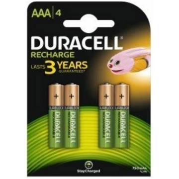 Duracell Akumulators AAA/HR3 750mAh B4, 750mAh, 1.