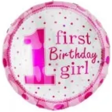 Balons ar folliju ""First Birthday Girl" 18" 00417