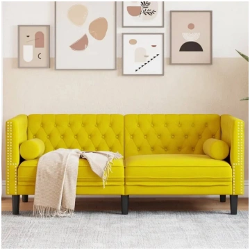 Dīvāns VidaXL Chesterfield ar rullīšiem, divvietīg