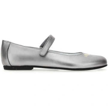 Logoed nappa ballerinas - 30 EU / Silver