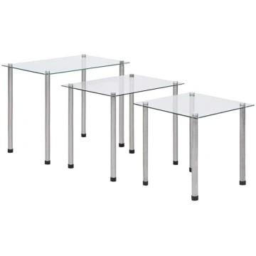 Nest of Tables, Nesting Tables 3 pcs Tempered Glas